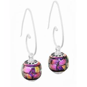   Pink Mosaic Dichroic Glass Interchangeable Bead Earrings Jewelry