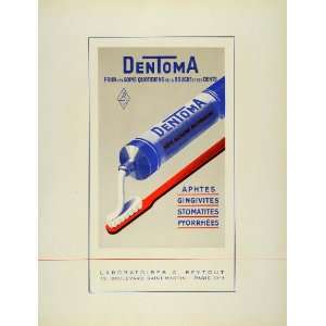  1936 French Lithograph Mini Poster Ad Dentoma Toothpaste 