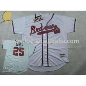  authentic white mbl throwback jersey braves #25 jones size 