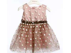 Monnalisa Bebe Girl Pink Polka Dot Tulle Dress 12M A4  