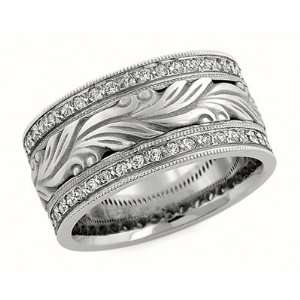  10.00 Millimeters White Gold Diamond Wedding Band Ring 