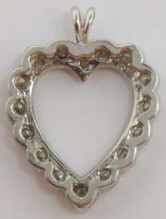 CTW Diamond Frame & 14K White Gold Heart Pendant  
