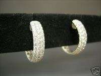 Hoop Earrings 18k White Gold w/ Pave Diamonds 2.5 ctw  