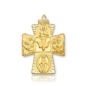  14k Yellow Goldold Glorious Faith Carved Four Way Cross 