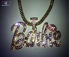 Nicki Minaj Hip Hop BARBIE Iced Out Necklace Gold/Pink NEW!!