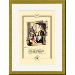 Gold Framed/Matted Print 17x23, Little Lilys Alphabet Untie Your 