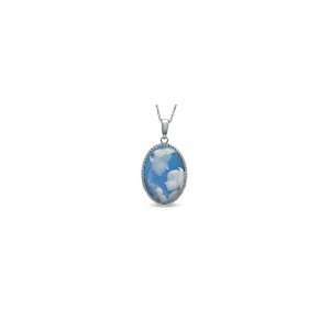  ZALES Motherly Love Agate Cameo Pendant in 10K White Gold 