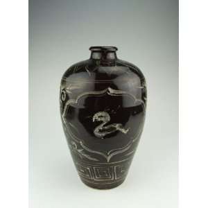  One Jizhou Ware Black Glaze Porcelain Vase, Chinese 