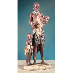  New African HIMBA WOMAN WITH CHILDREN Statue Figurine 