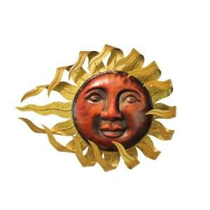   Metal Sun Face Wall Decoration With Wavy Rays Patio, Lawn & Garden