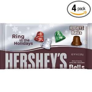 Hersheys Holiday Milk Chocolate Bells, 10 Ounce Packages (Pack of 4 