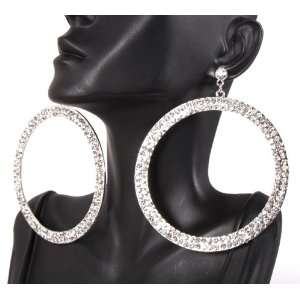   Shaped 3 Inch Hoop Earrings Iced Out Basketball Mob Wives Paparazzi