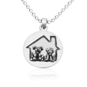  Dogs Make A House A Home Pewter Pendant Chain Necklace, 20 