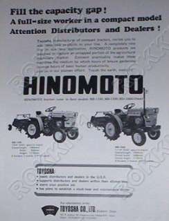 1974 Hinomoto Tractor AD MB 1100 MB 1500  