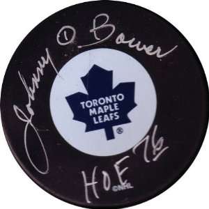  Johnny Bower Toronto Maple Leafs Autographed Hockey Puck 