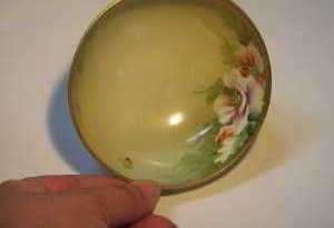 Vintage Nippon Floral Hand Painted Footed Bowl Green  