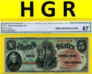 HGR 1869 $5 RARE Rainbow Note CGA SUPERB GEM 67  