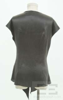 Max Mara Black Silk Tie Front Blouse Size 12  
