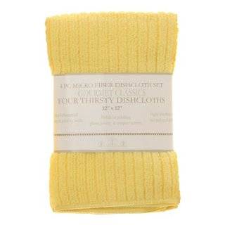 Gourmet Classics 12  by 12 inch Yellow Microfiber Dish Cloth, set of 4