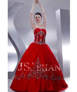 JSSHAN Red Ball Formal Prom Princess Gown Evening Dress  