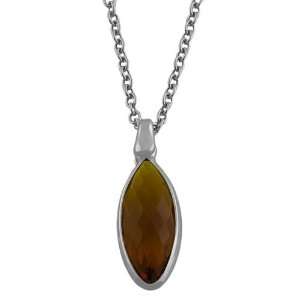 Rhodiumplated Silver Faceted Hydrothermal Cognac Quartz Necklace (18 