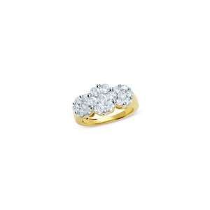  ZALES Diamond Three Stone Flower Ring in 14K Gold 2 CT. T 