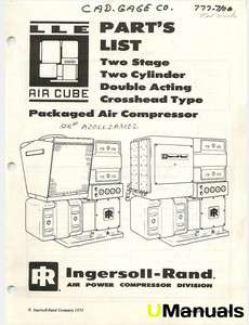 Ingersoll Rand LLE Air Compressor Parts Manual  