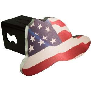   Firemans Hat with American Flag Oval Image Line 2 Billet Hitch Cover