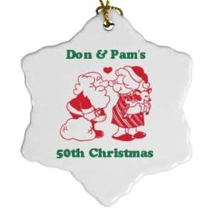  50th Christmas Ornament: Custom Porcelain Snowflake 