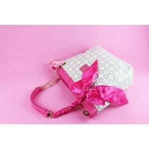   Girl Handbag (Monogram Pattern with a Pink Ribbon Purse Satchel / Bag