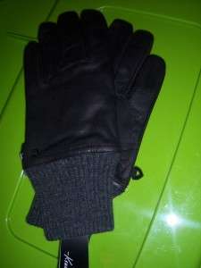 Mens Large Black Kenneth Cole Deerskin Leather gloves  