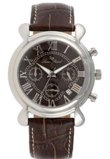 Lucien Piccard Leather 3 Eye ChronoGraph Date Watch NEW  