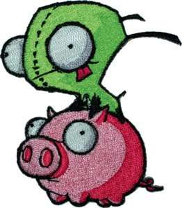  Invader Zim Gir on Pig Embroidered Iron On Patch IZ 10 