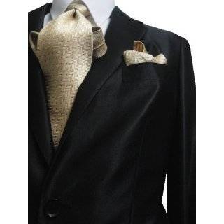   Carlo Lusso 3 Button Shiny Solid Black Sharkskin Mens Suit: Clothing