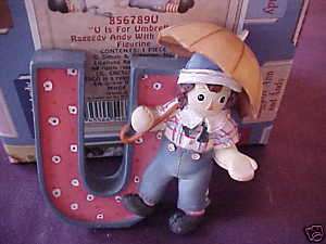 RAGGEDY ANDY FIGURINE PERSONALIZED LETTER U ENESCO NEW  