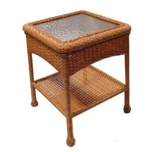  21 Honey Brown Resin Wicker Square Outdoor Patio End 