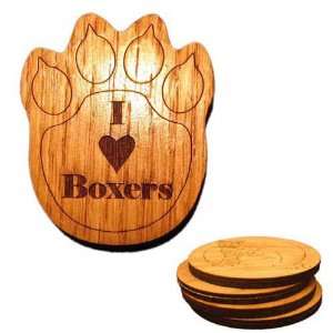  Laser Etched I Love Boxers Set of 4 Coasters: Kitchen & Dining