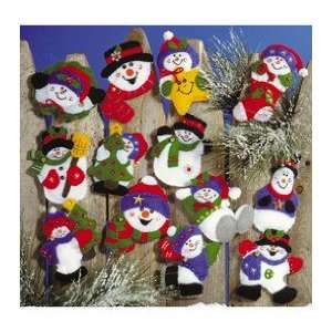  Lotsa Fun! Snowman Ornaments Felt Applique Kit 2X5 Set 