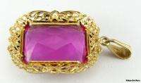 14.9ct Syn SPINEL PENDANT   10k Yellow Rose Green Gold Floral Vintage 