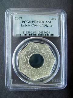 2007 Latvia 1 Lats Silver Coin of Digits PCGS PR69DCAM  