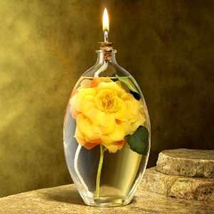  Kahar 24 oz. Yellow Rose Botanical Oil Lamp (K30016 CSB 