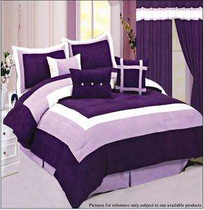 High Quality Micro Suede Comforter Set, Curtain Purple  