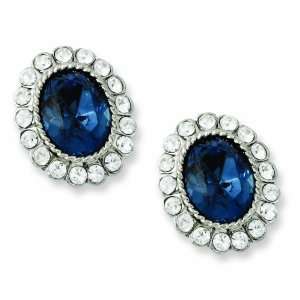    Tone Blue & Clear Crystal Kate Middleton Inspired Earrings Jewelry