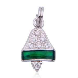   Plated Sterling Silver Cubic Zirconia and Epoxy Bell Charm: Jewelry