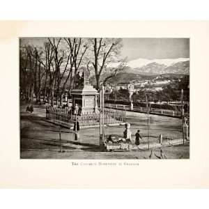  1901 Print Columbus Monument Granada Spain Historic Landscape 