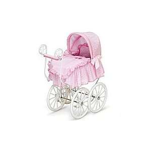  Victorian Style Doll Pram   Pink and White: Toys & Games