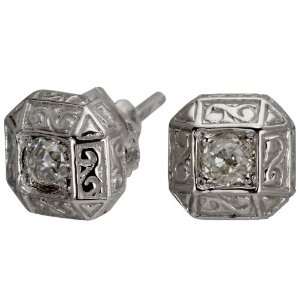    Sterling Silver Antique Diamond Stud Earrings: DaCarli: Jewelry