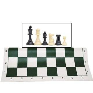 Best Value Tournament Chess Set Filled Chess Pieces and Green Roll Up 