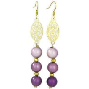AM5866   Unique Purple / Lilac Earrings by Dragonheart   Gold Plated 