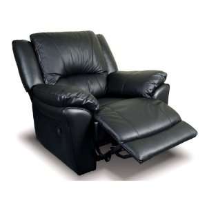  Black Genuine Leather Sofa Motion Recliner Sofa Chair 